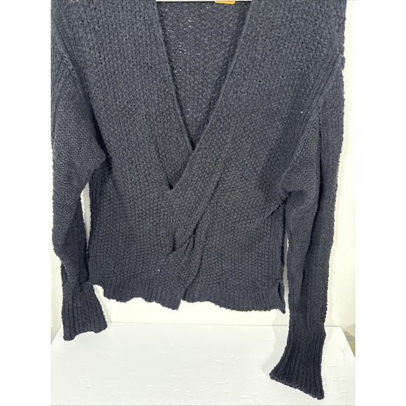 NWT Free People Cozy With You Drape Oversized Pullover Sweater Black F2 - Picture 2 of 6